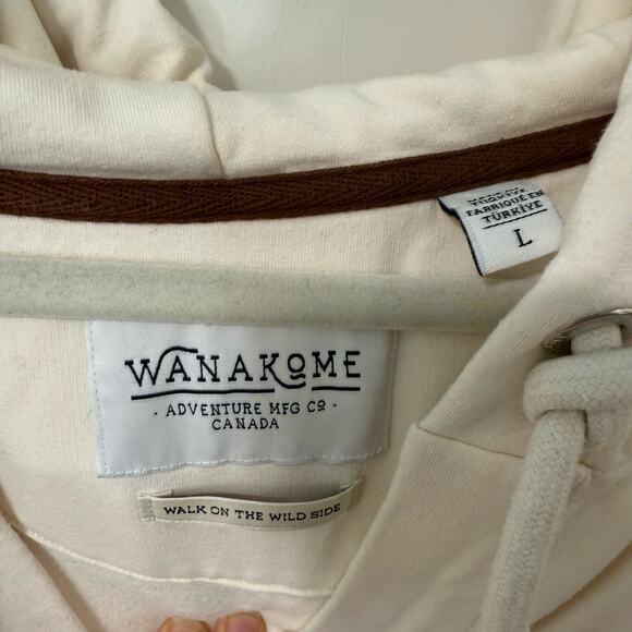 Wanakome Women's Etta Split Neck Sweatshirt Pullover V Neck Stretch Cream Large - Picture 3 of 7